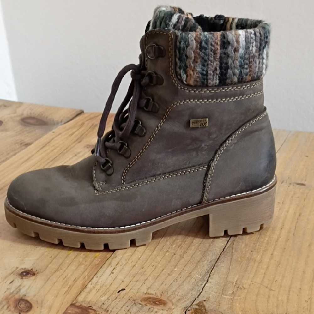 Remonte Tex Brown Platform Leather Lace Up Boots Size 38